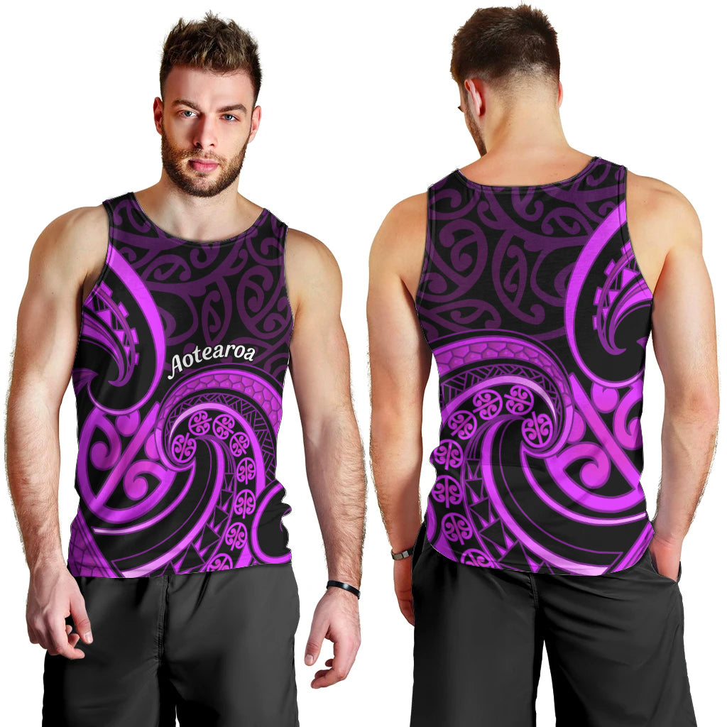 Purple Aotearoa Mangopare Men Tank Top NZ Maori Koru Style LT14 - Polynesian Pride