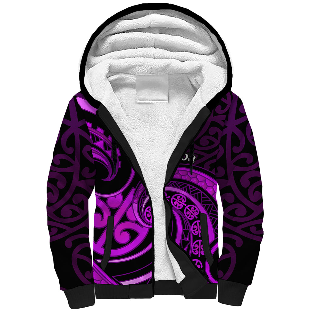 Purple Aotearoa Mangopare Sherpa Hoodie NZ Maori Koru Style LT14 Unisex Purple - Polynesian Pride