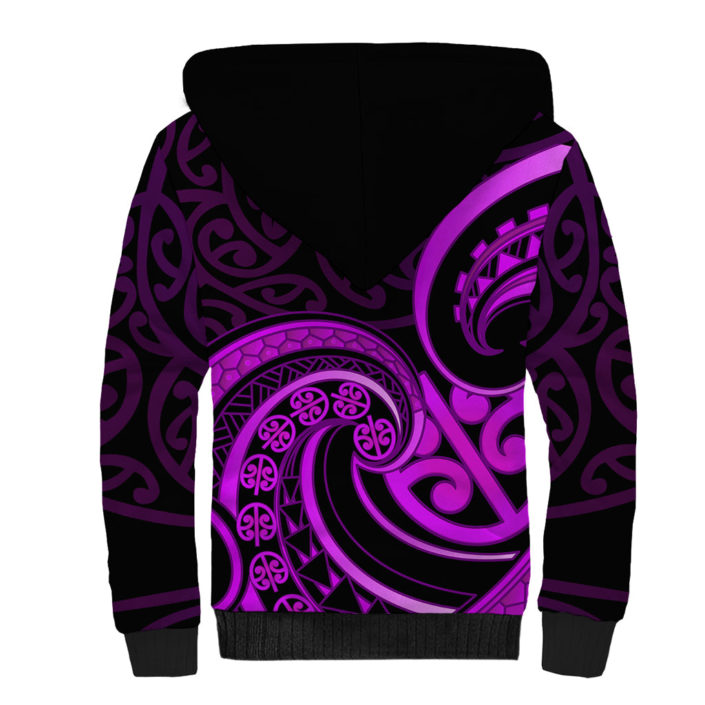 Purple Aotearoa Mangopare Sherpa Hoodie NZ Maori Koru Style LT14 - Polynesian Pride