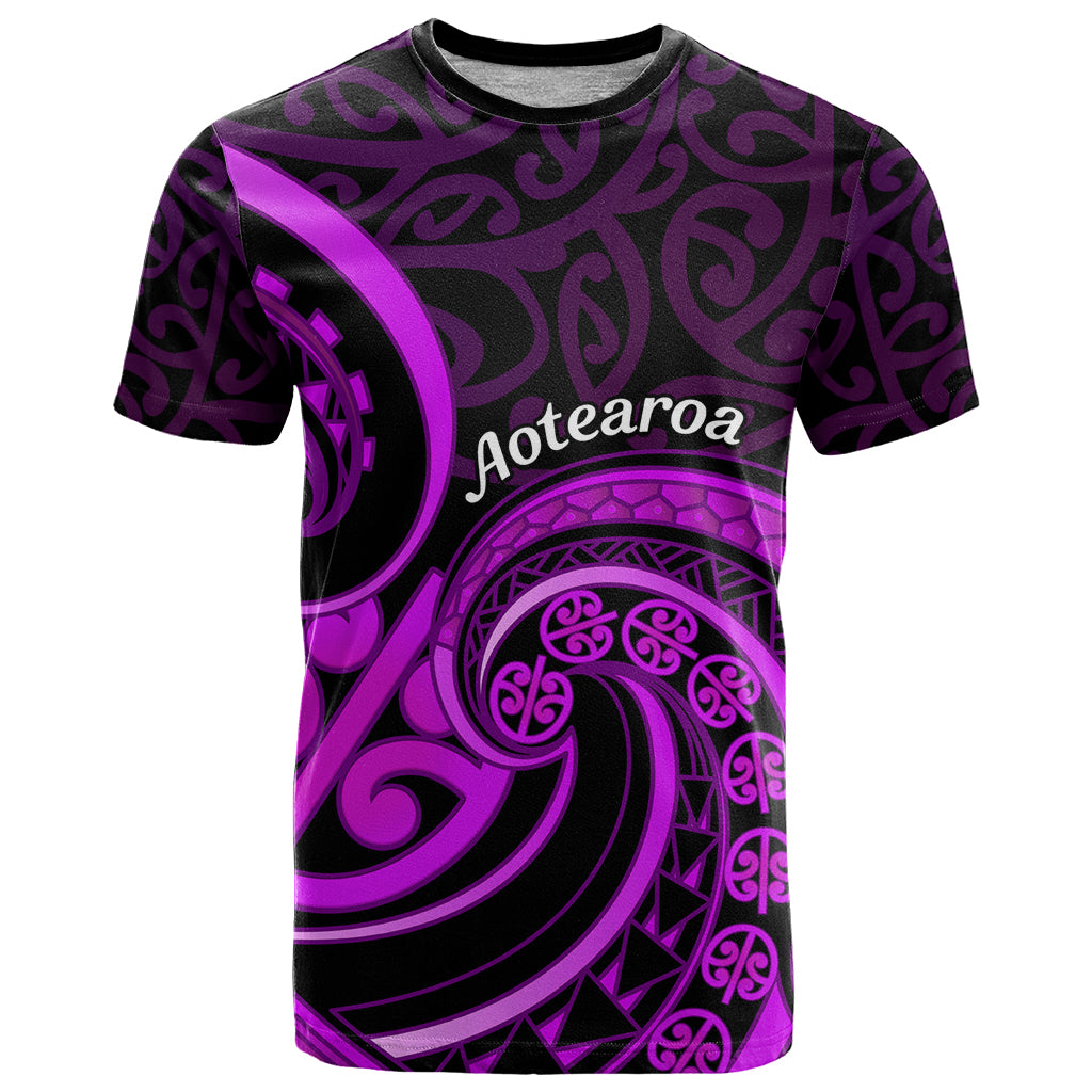 Purple Aotearoa Mangopare T Shirt NZ Maori Koru Style LT14 Purple - Polynesian Pride