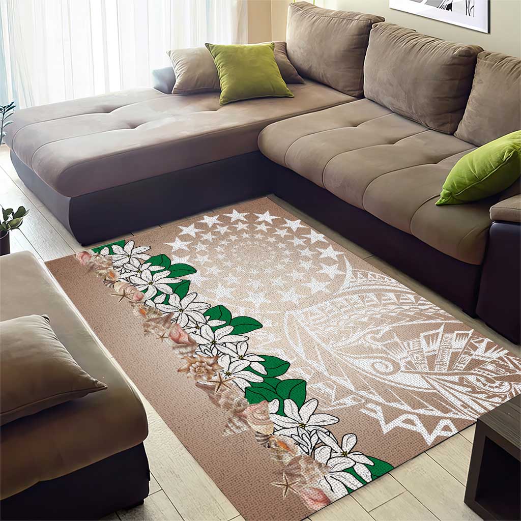 Cook Islands Tiare Maori With Conch Shell Area Rug 2025 Pasifika Polynesian Tattoo