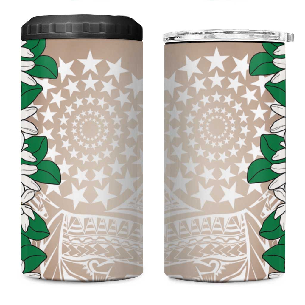 Cook Islands Tiare Maori With Conch Shell 4 in 1 Can Cooler Tumbler 2025 Pasifika Polynesian Tattoo