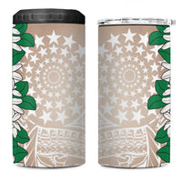 Cook Islands Tiare Maori With Conch Shell 4 in 1 Can Cooler Tumbler 2025 Pasifika Polynesian Tattoo