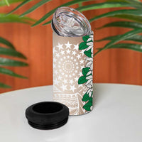 Cook Islands Tiare Maori With Conch Shell 4 in 1 Can Cooler Tumbler 2025 Pasifika Polynesian Tattoo