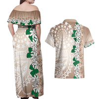 Cook Islands Tiare Maori With Conch Shell Couples Matching Off Shoulder Maxi Dress and Hawaiian Shirt 2025 Pasifika Polynesian Tattoo