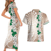 Cook Islands Tiare Maori With Conch Shell Couples Matching Short Sleeve Bodycon Dress and Hawaiian Shirt 2025 Pasifika Polynesian Tattoo