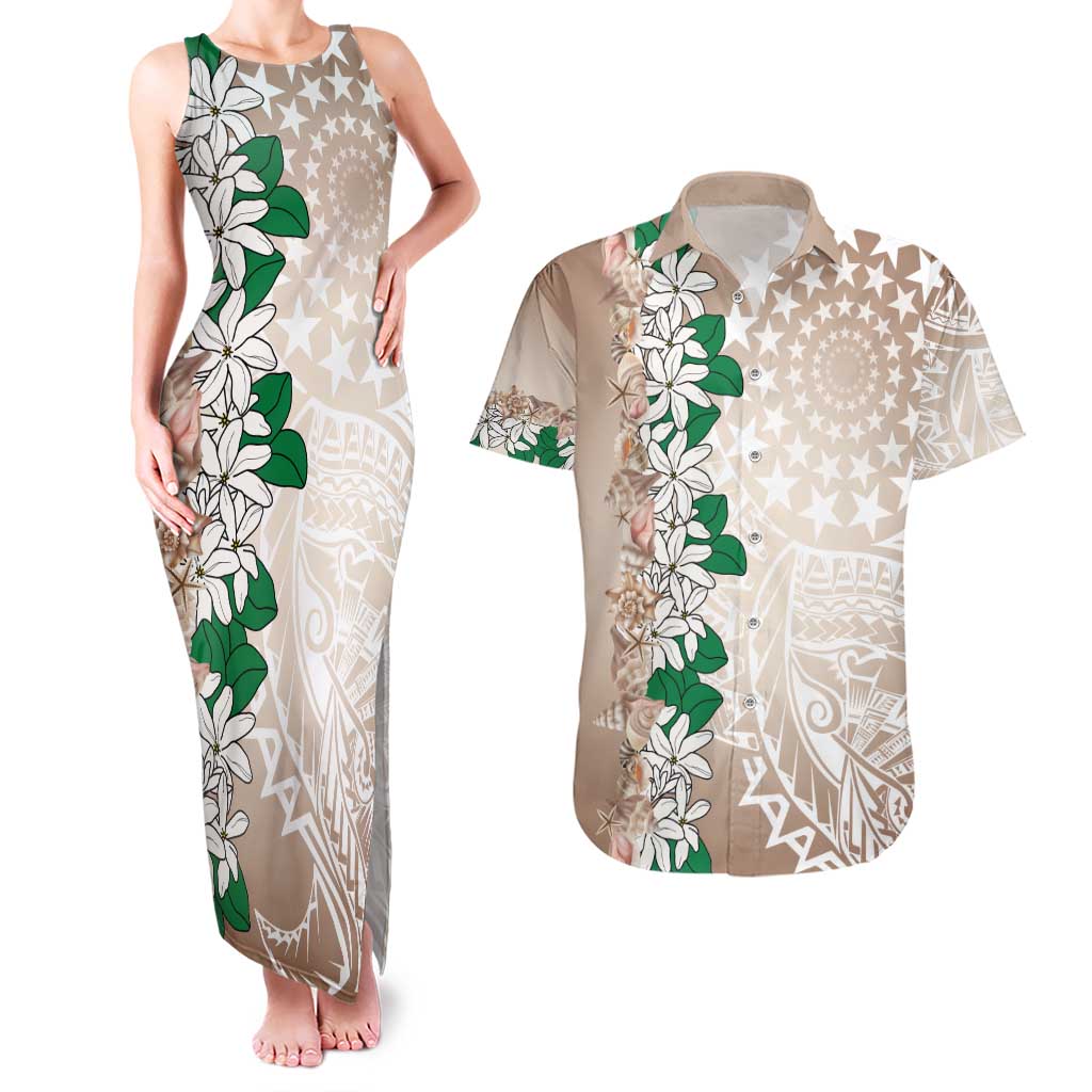 Cook Islands Tiare Maori With Conch Shell Couples Matching Tank Maxi Dress and Hawaiian Shirt 2025 Pasifika Polynesian Tattoo