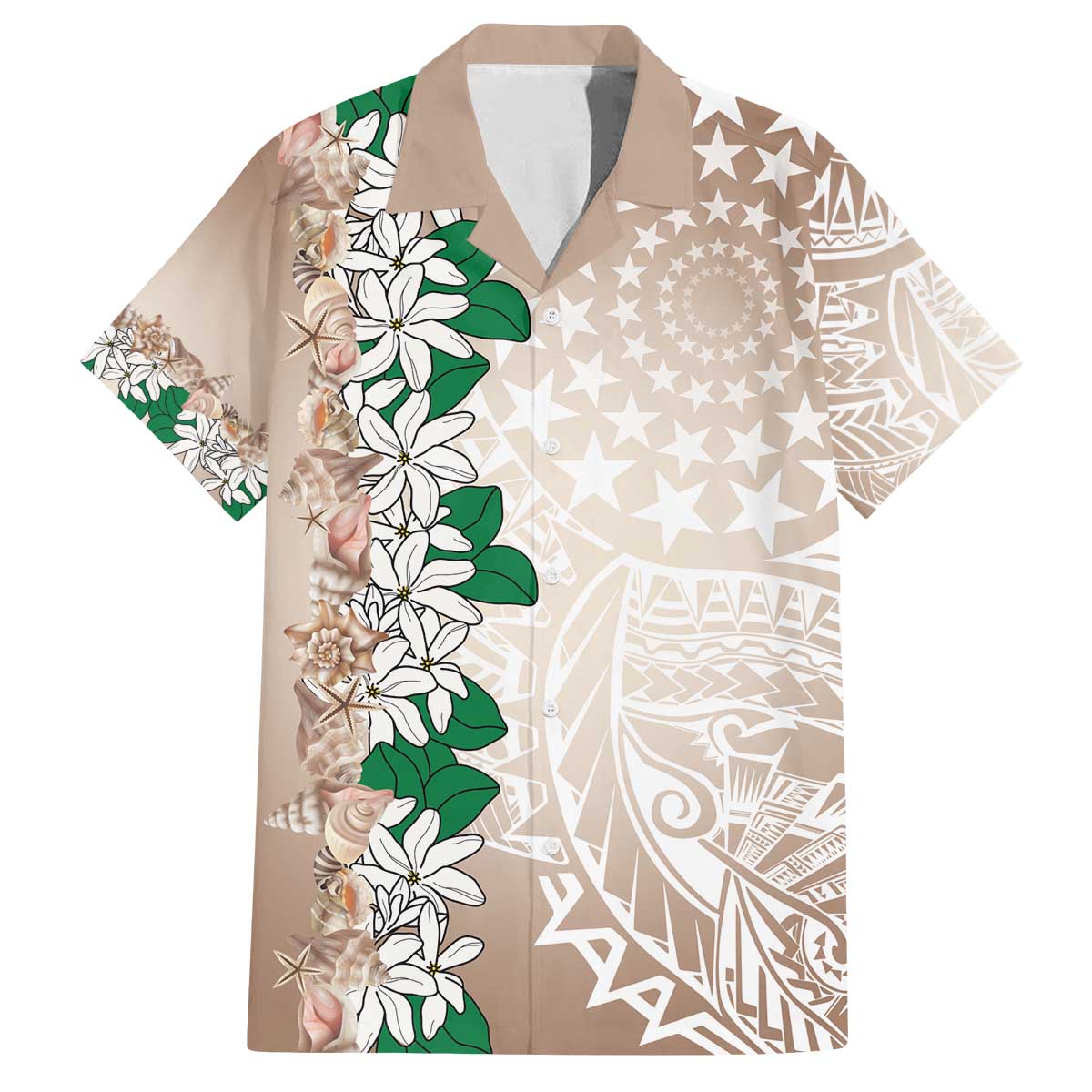 Cook Islands Tiare Maori With Conch Shell Family Matching Off The Shoulder Long Sleeve Dress and Hawaiian Shirt 2025 Pasifika Polynesian Tattoo
