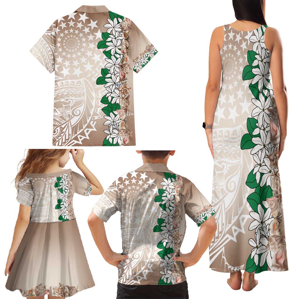 Cook Islands Tiare Maori With Conch Shell Family Matching Tank Maxi Dress and Hawaiian Shirt 2025 Pasifika Polynesian Tattoo