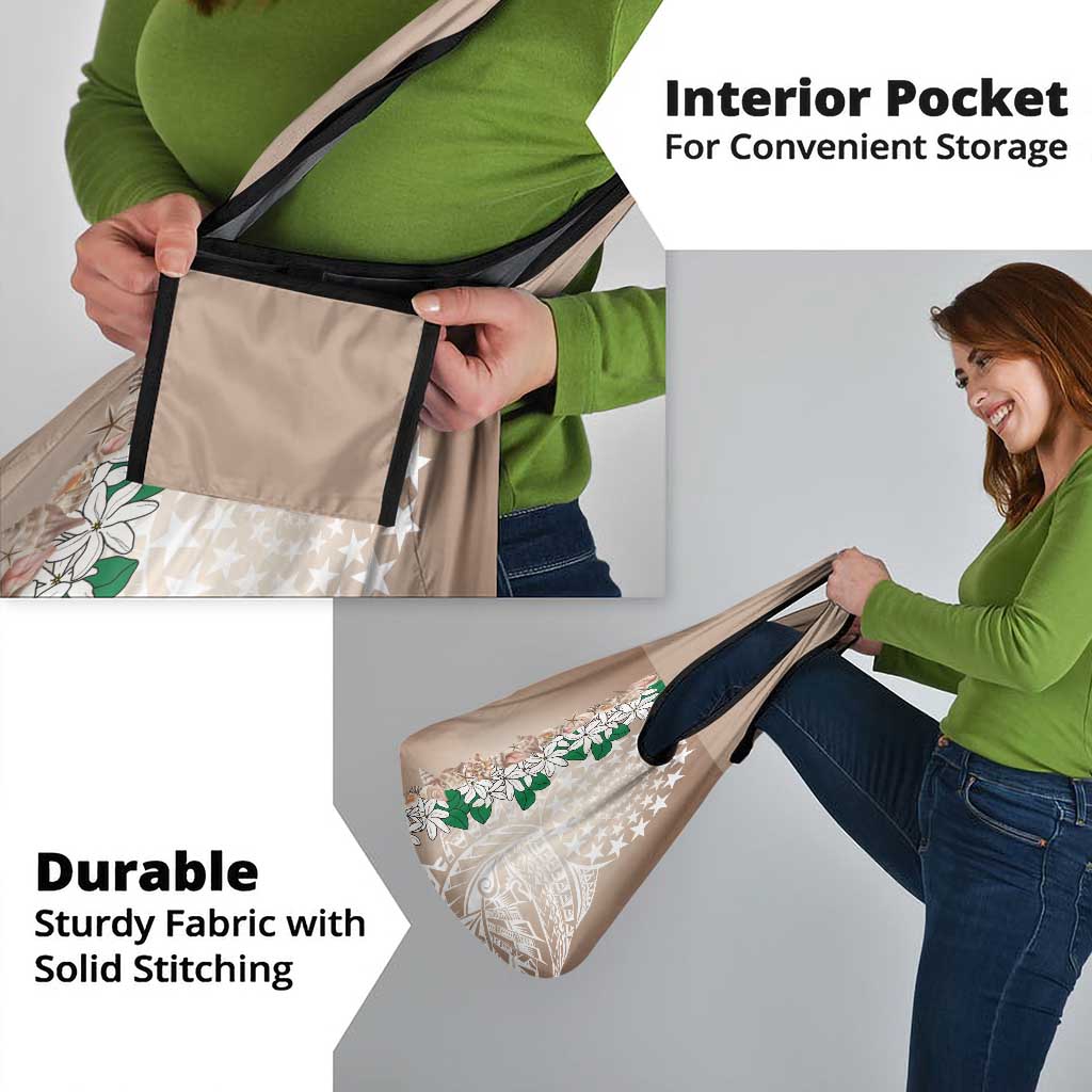 Cook Islands Tiare Maori With Conch Shell Grocery Bag 2025 Pasifika Polynesian Tattoo