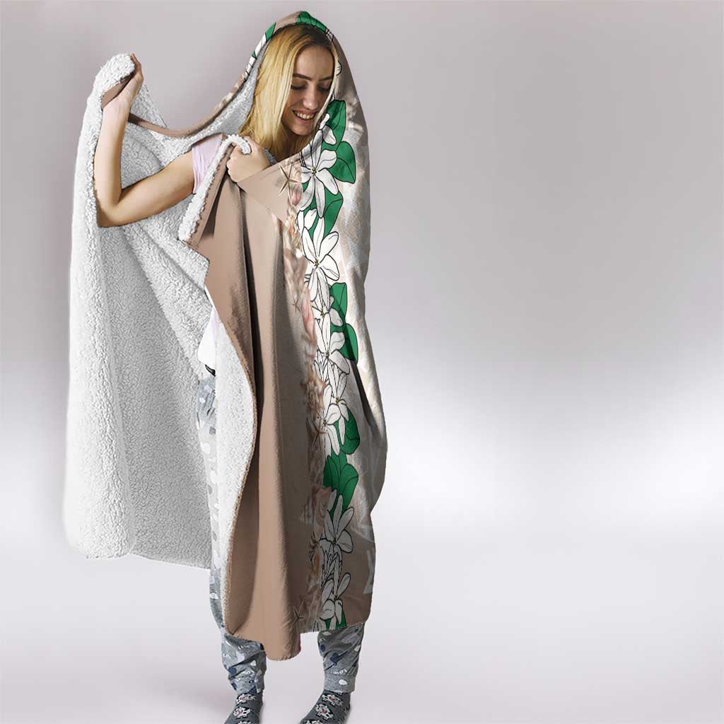 Cook Islands Tiare Maori With Conch Shell Hooded Blanket 2025 Pasifika Polynesian Tattoo