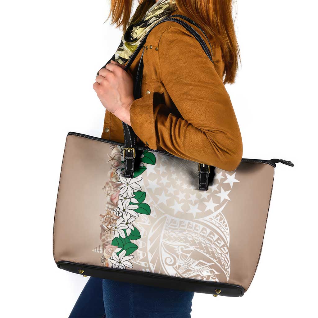 Cook Islands Tiare Maori With Conch Shell Leather Tote Bag 2025 Pasifika Polynesian Tattoo