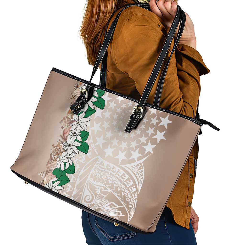 Cook Islands Tiare Maori With Conch Shell Leather Tote Bag 2025 Pasifika Polynesian Tattoo