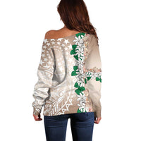 Cook Islands Tiare Maori With Conch Shell Off Shoulder Sweater 2025 Pasifika Polynesian Tattoo