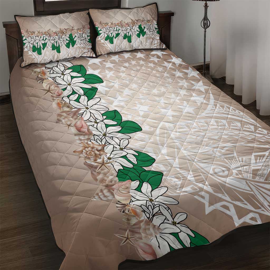 Cook Islands Tiare Maori With Conch Shell Quilt Bed Set 2025 Pasifika Polynesian Tattoo