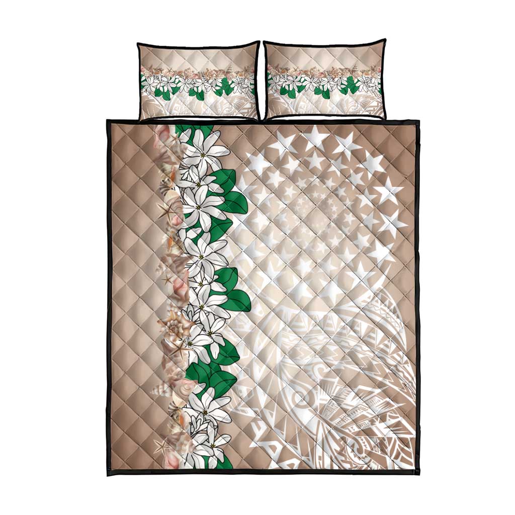 Cook Islands Tiare Maori With Conch Shell Quilt Bed Set 2025 Pasifika Polynesian Tattoo