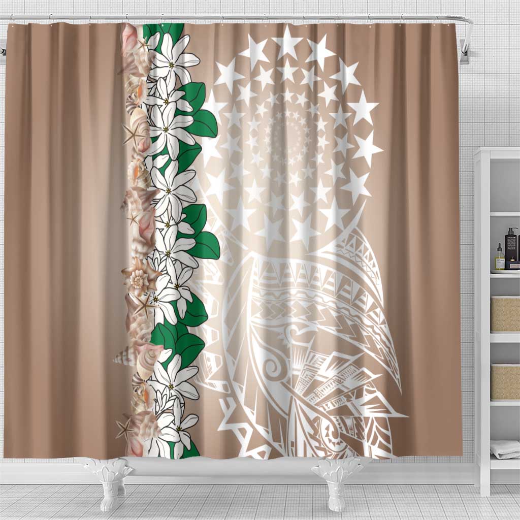 Cook Islands Tiare Maori With Conch Shell Shower Curtain 2025 Pasifika Polynesian Tattoo