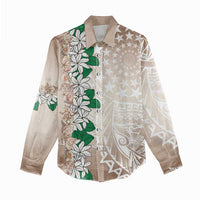 Cook Islands Tiare Maori With Conch Shell Women Casual Shirt 2025 Pasifika Polynesian Tattoo