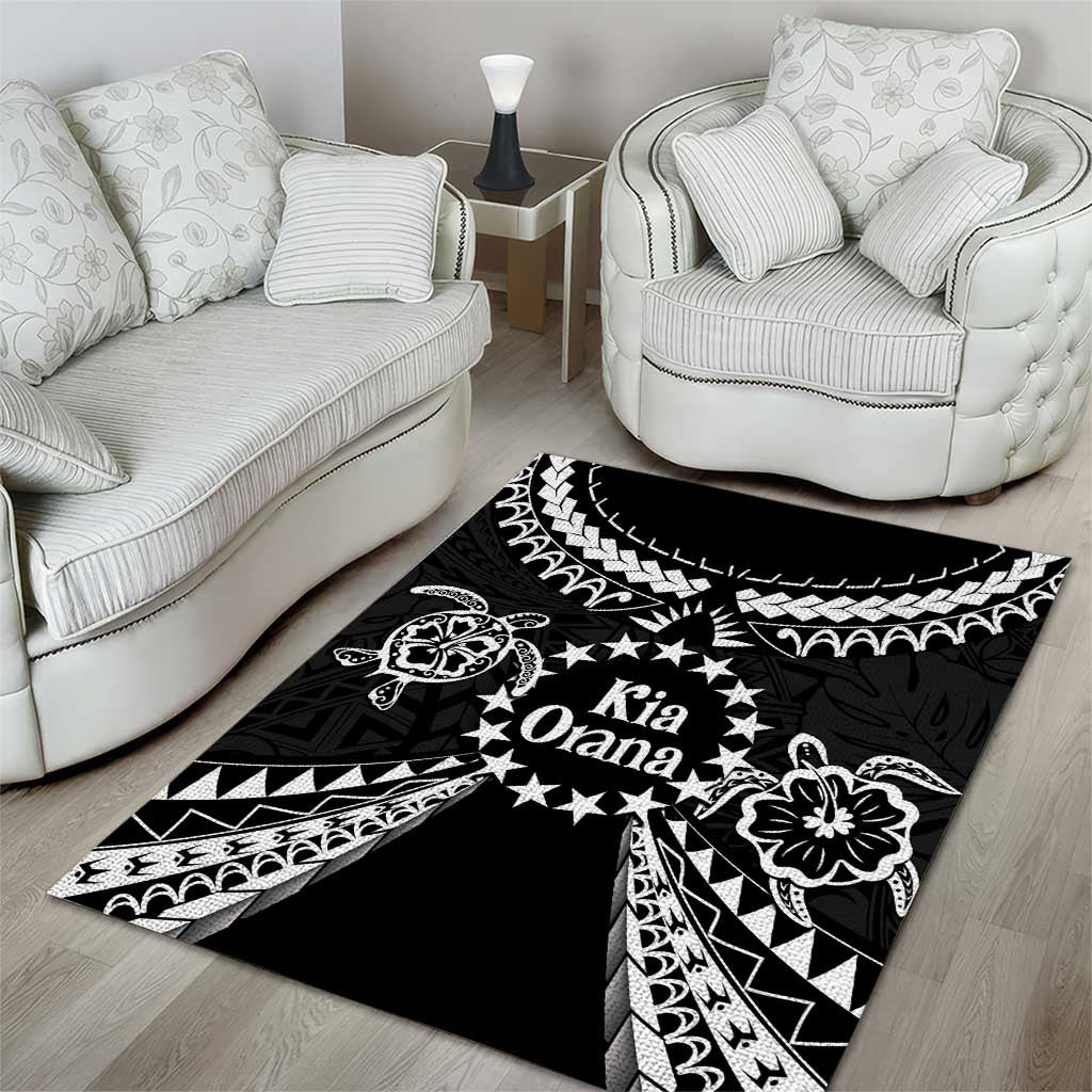 Kia Orana Cook Islands Area Rug 2025 Pasifika Polynesian Turtle Black Color
