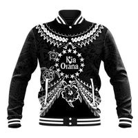 Kia Orana Cook Islands Baseball Jacket 2025 Pasifika Polynesian Turtle Black Color