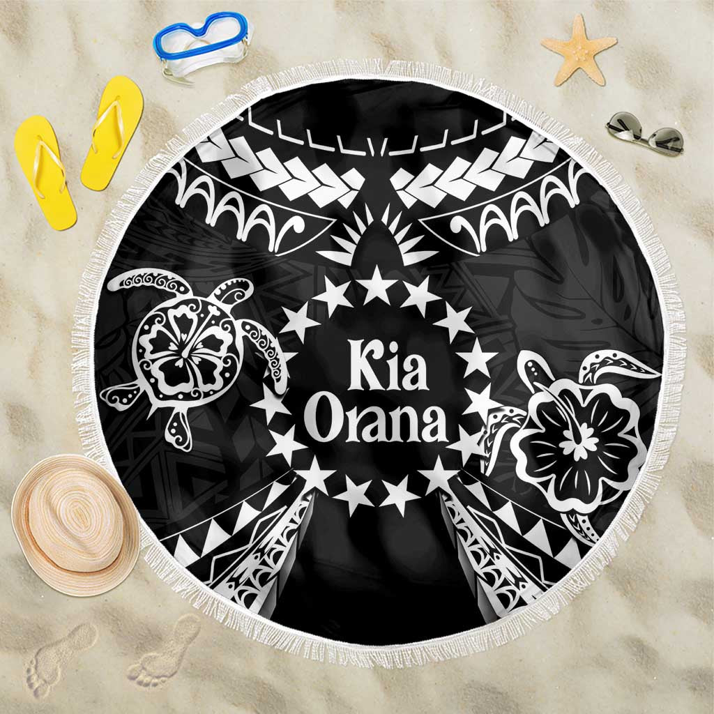 Kia Orana Cook Islands Beach Blanket 2025 Pasifika Polynesian Turtle Black Color