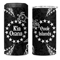 Kia Orana Cook Islands 4 in 1 Can Cooler Tumbler 2025 Pasifika Polynesian Turtle Black Color
