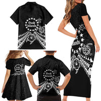 Kia Orana Cook Islands Family Matching Short Sleeve Bodycon Dress and Hawaiian Shirt 2025 Pasifika Polynesian Turtle Black Color