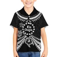 Kia Orana Cook Islands Kid Hawaiian Shirt 2025 Pasifika Polynesian Turtle Black Color