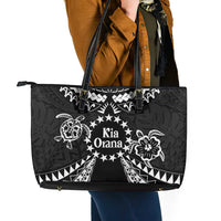 Kia Orana Cook Islands Leather Tote Bag 2025 Pasifika Polynesian Turtle Black Color