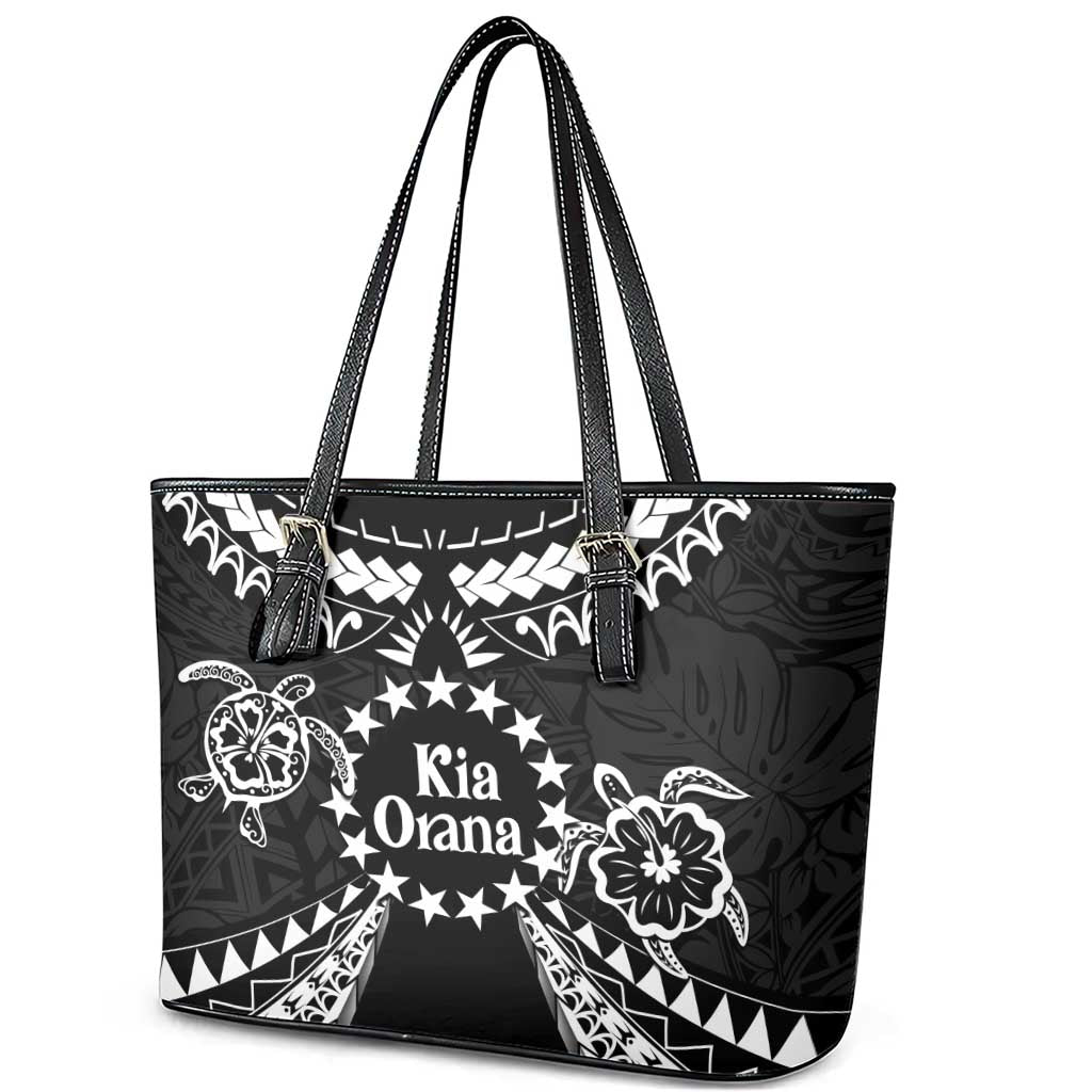 Kia Orana Cook Islands Leather Tote Bag 2025 Pasifika Polynesian Turtle Black Color