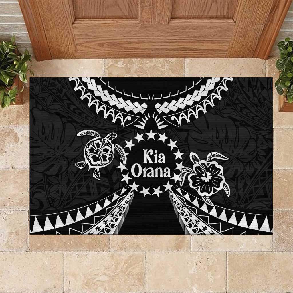 Kia Orana Cook Islands Rubber Doormat 2025 Pasifika Polynesian Turtle Black Color LT14 Black - Polynesian Pride