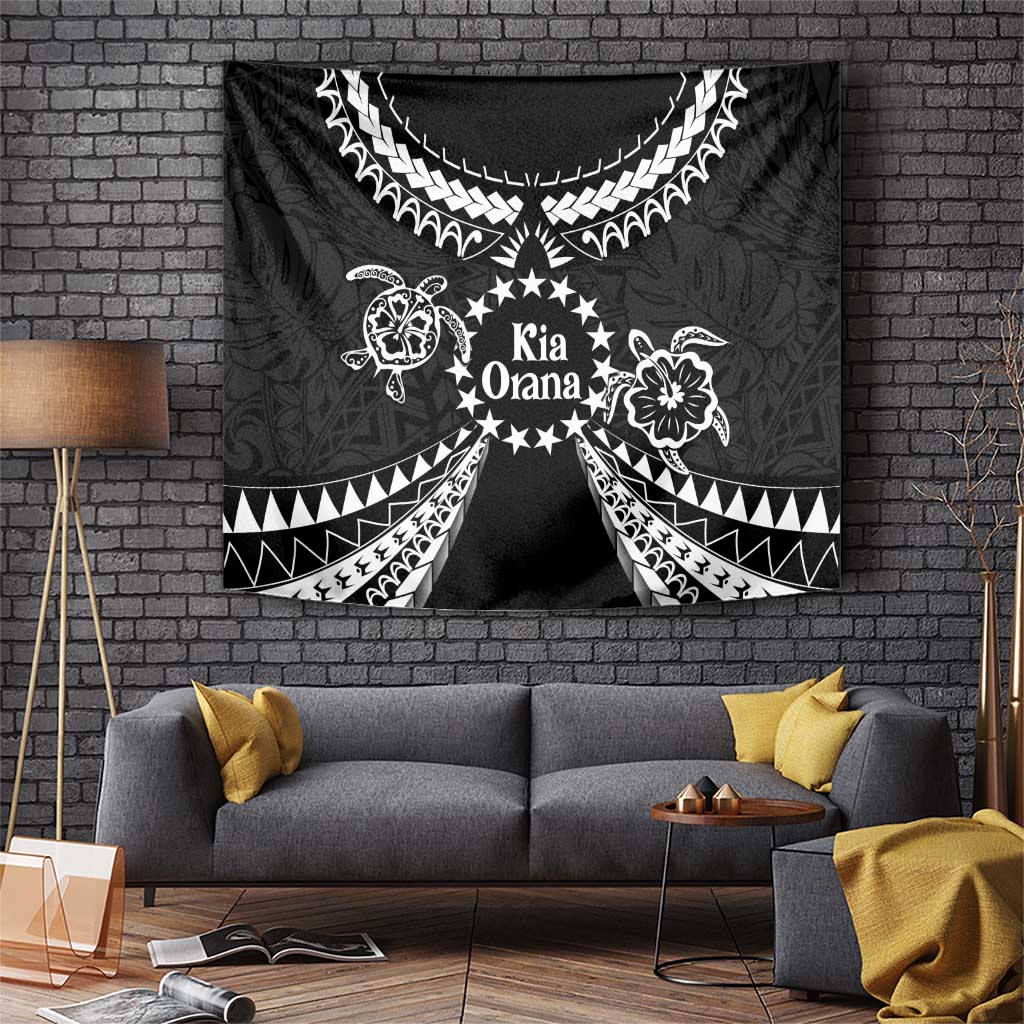 Kia Orana Cook Islands Tapestry 2025 Pasifika Polynesian Turtle Black Color LT14 Black - Polynesian Pride