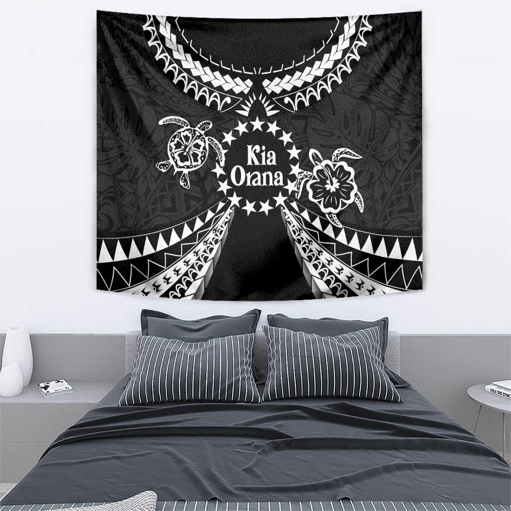 Kia Orana Cook Islands Tapestry 2025 Pasifika Polynesian Turtle Black Color LT14 - Polynesian Pride