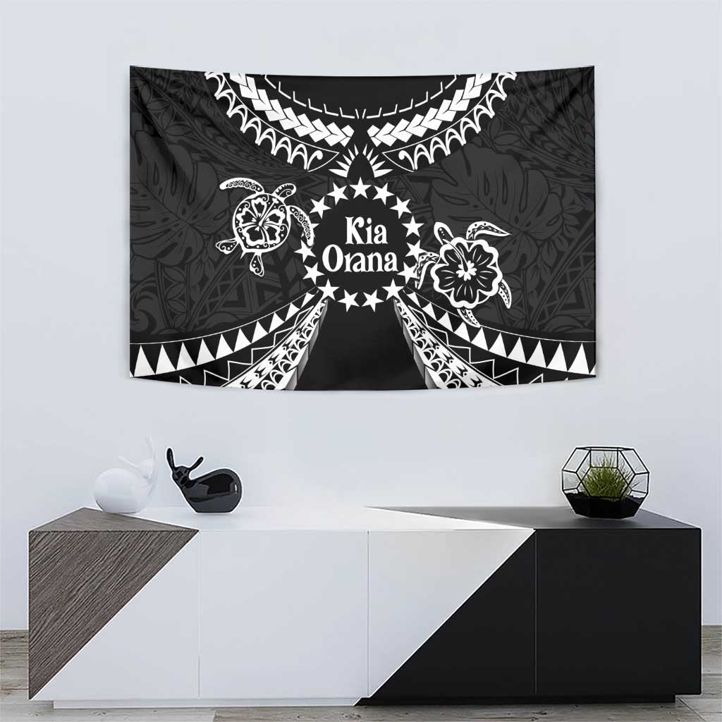 Kia Orana Cook Islands Tapestry 2025 Pasifika Polynesian Turtle Black Color LT14 - Polynesian Pride