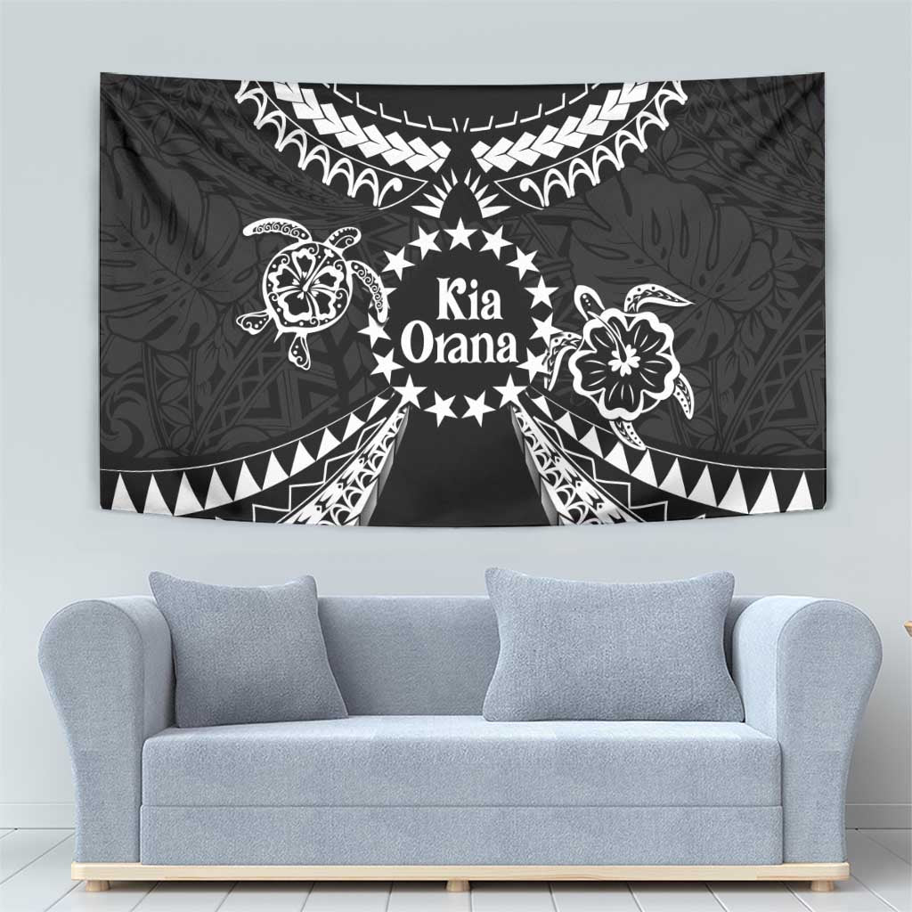 Kia Orana Cook Islands Tapestry 2025 Pasifika Polynesian Turtle Black Color LT14 - Polynesian Pride
