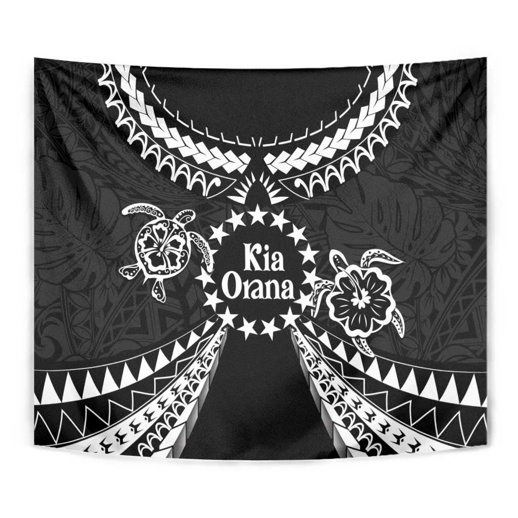 Kia Orana Cook Islands Tapestry 2025 Pasifika Polynesian Turtle Black Color LT14 - Polynesian Pride