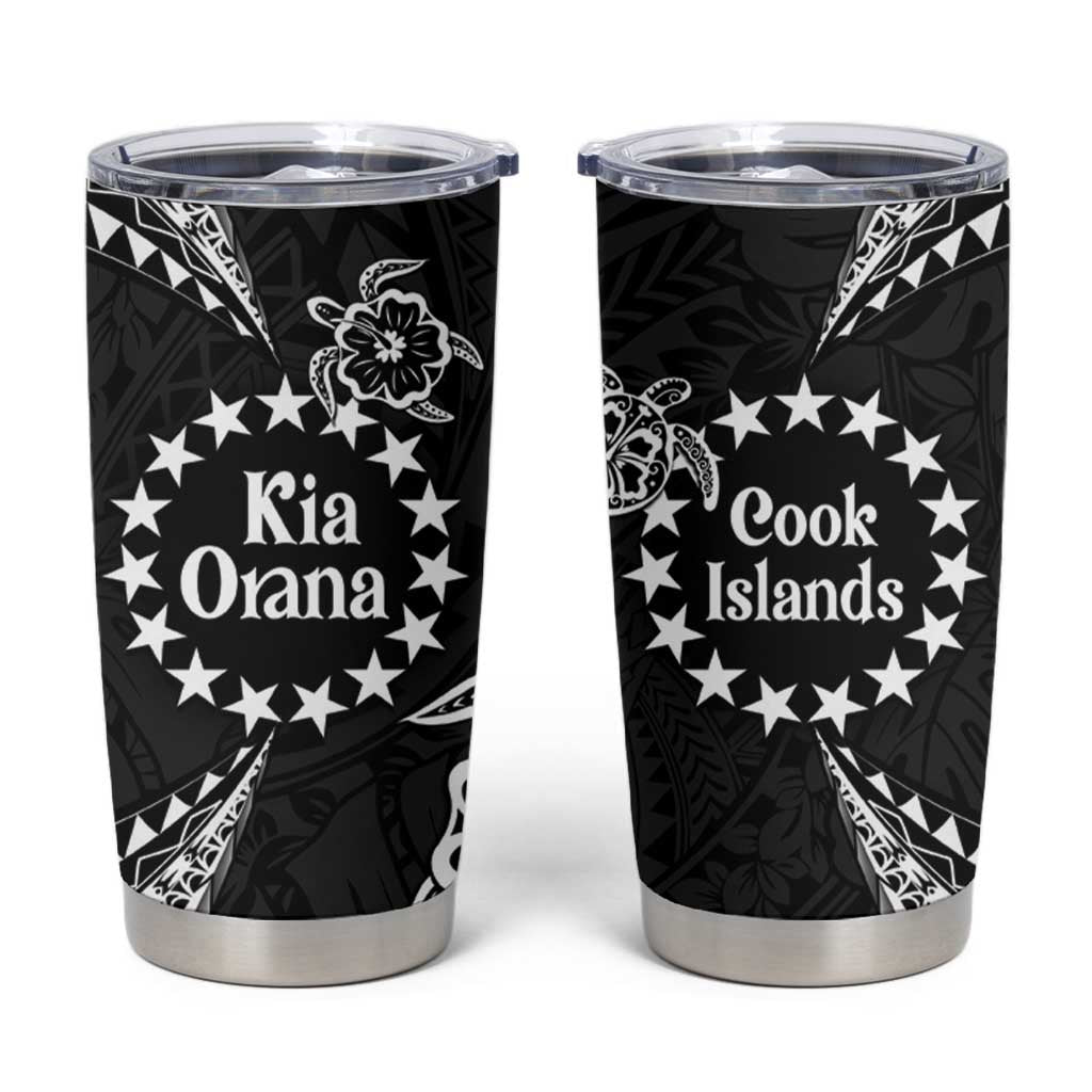 Kia Orana Cook Islands Tumbler Cup 2025 Pasifika Polynesian Turtle Black Color