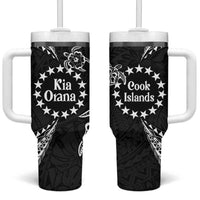Kia Orana Cook Islands Tumbler With Handle 2025 Pasifika Polynesian Turtle Black Color