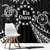 Kia Orana Cook Islands Window Curtain 2025 Pasifika Polynesian Turtle Black Color