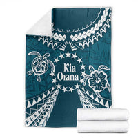 Kia Orana Cook Islands Blanket Polynesian Turtle Crowberry Blue Color