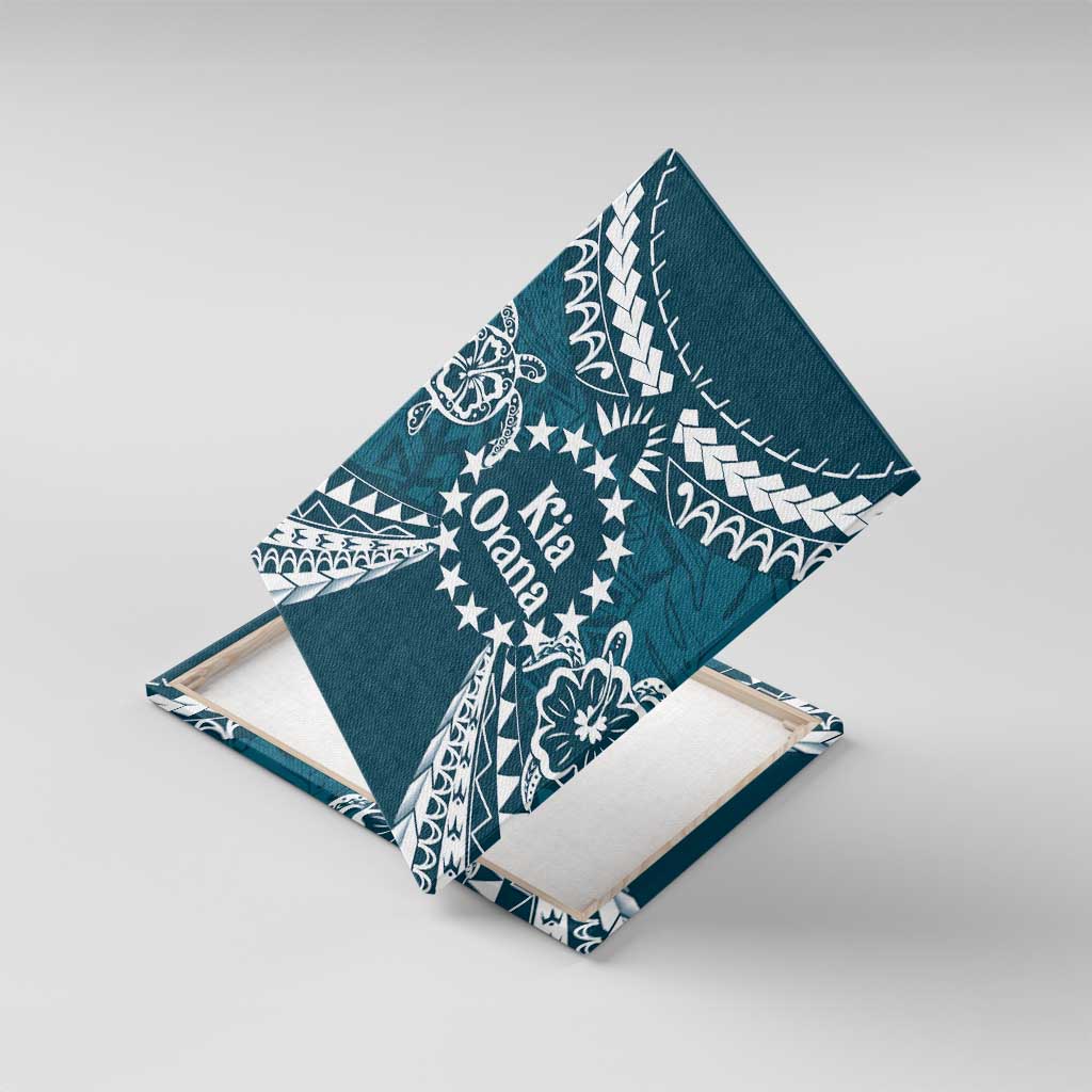 Kia Orana Cook Islands Canvas Wall Art Polynesian Turtle Crowberry Blue Color