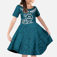 Kia Orana Cook Islands Family Matching Tank Maxi Dress and Hawaiian Shirt Polynesian Turtle Crowberry Blue Color