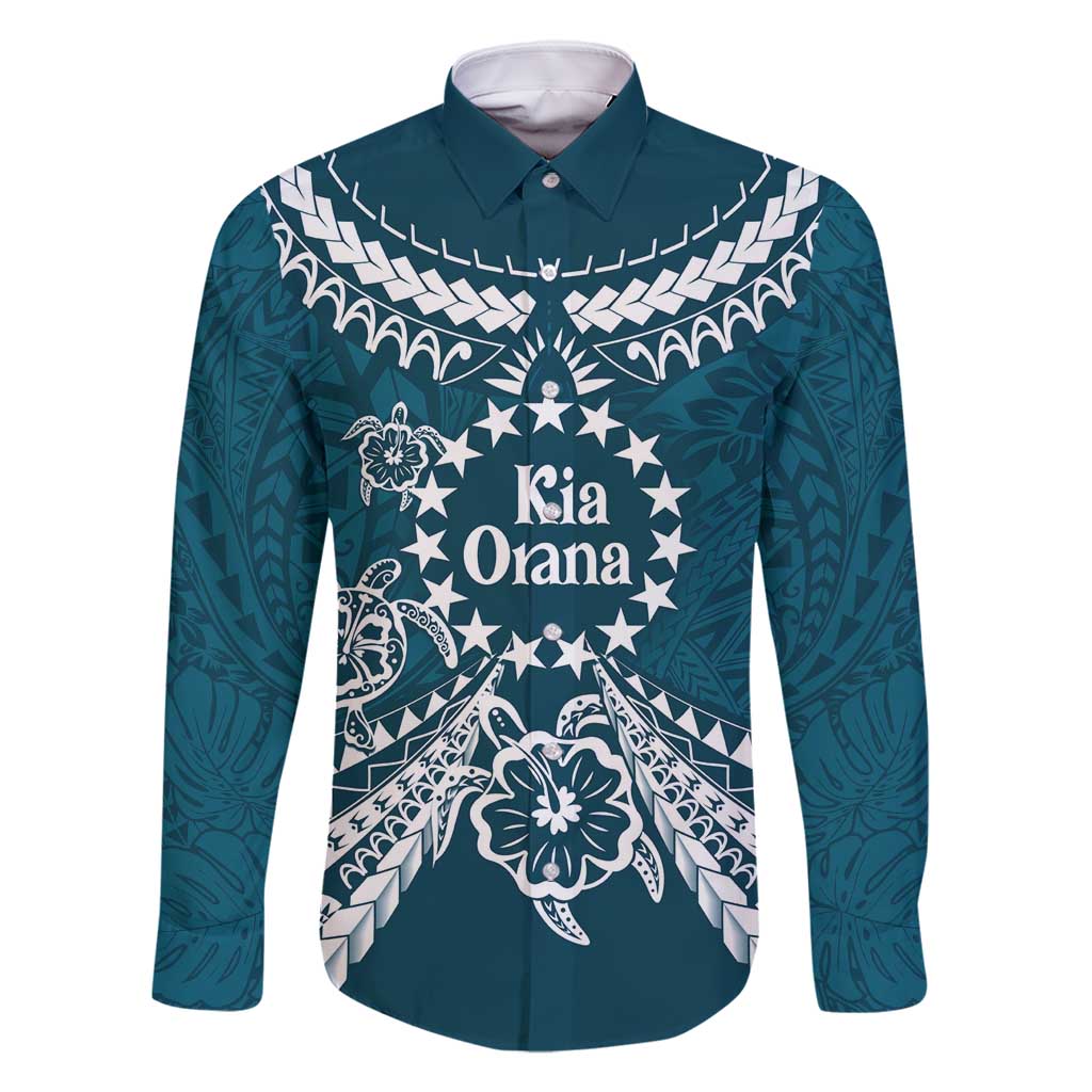 Kia Orana Cook Islands Family Matching Tank Maxi Dress and Hawaiian Shirt Polynesian Turtle Crowberry Blue Color