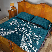Kia Orana Cook Islands Quilt Bed Set Polynesian Turtle Crowberry Blue Color