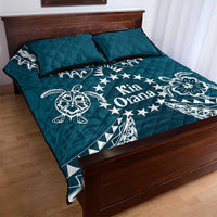 Kia Orana Cook Islands Quilt Bed Set Polynesian Turtle Crowberry Blue Color