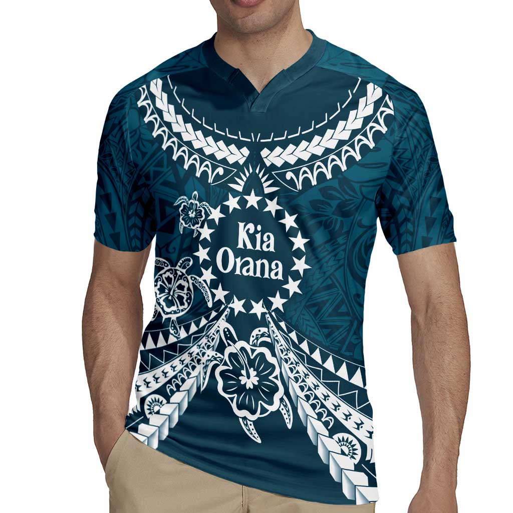 Kia Orana Cook Islands Rugby Jersey Polynesian Turtle Crowberry Blue Color