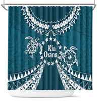 Kia Orana Cook Islands Shower Curtain Polynesian Turtle Crowberry Blue Color