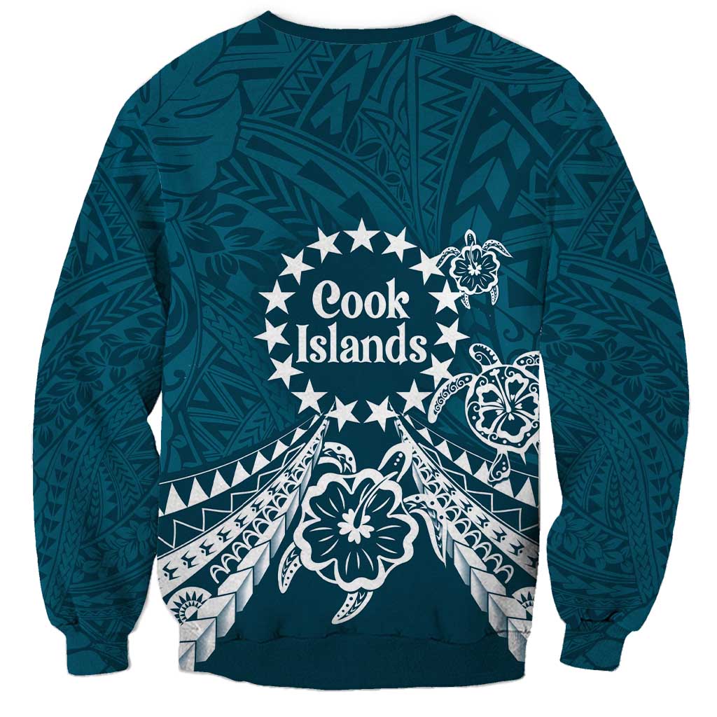 Kia Orana Cook Islands Sweatshirt Polynesian Turtle Crowberry Blue Color