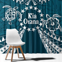 Kia Orana Cook Islands Window Curtain Polynesian Turtle Crowberry Blue Color