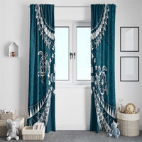 Kia Orana Cook Islands Window Curtain Polynesian Turtle Crowberry Blue Color